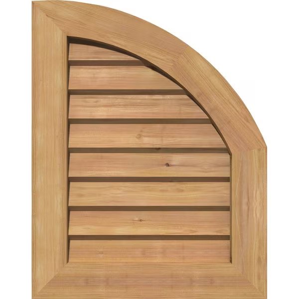Quarter Round Top Right Western Red Cedar Gable Vent w/Decorative Face Frame, 09